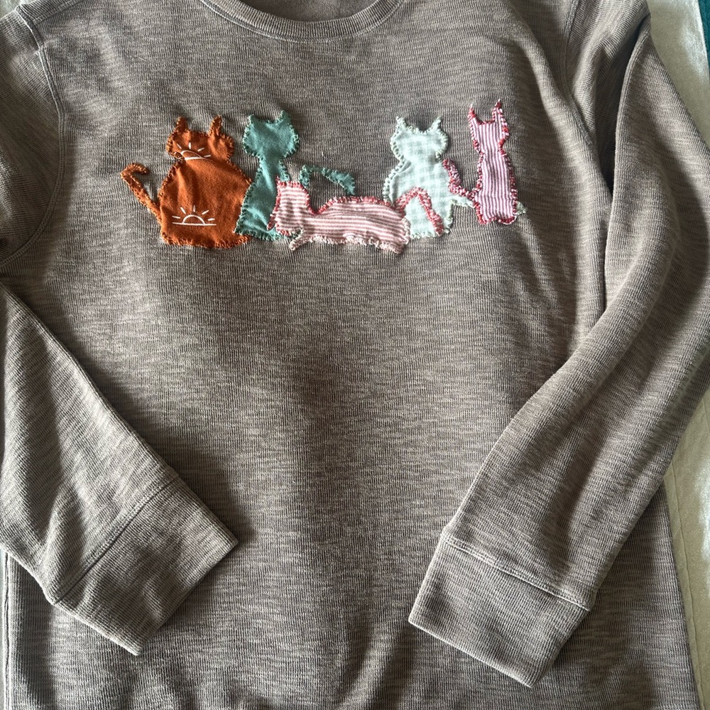 Upcycled Crew Neck With Cat Patchwork - image 1